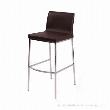 High Stool, Made of Recycled Leather and Chrome Frame, ODM/OEM Services Provided